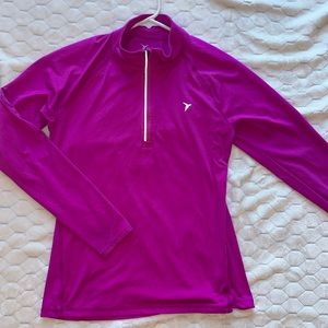 Pink quarter zip. Workout material